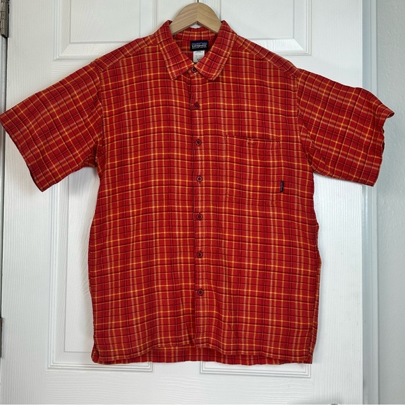 Patagonia Other - Patagonia Men’s Medium Red Yellow Plaid Organic Cotton Short Sleeve Shirt